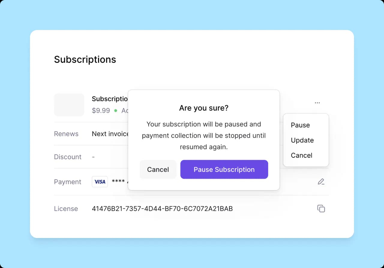 Subscription Menu